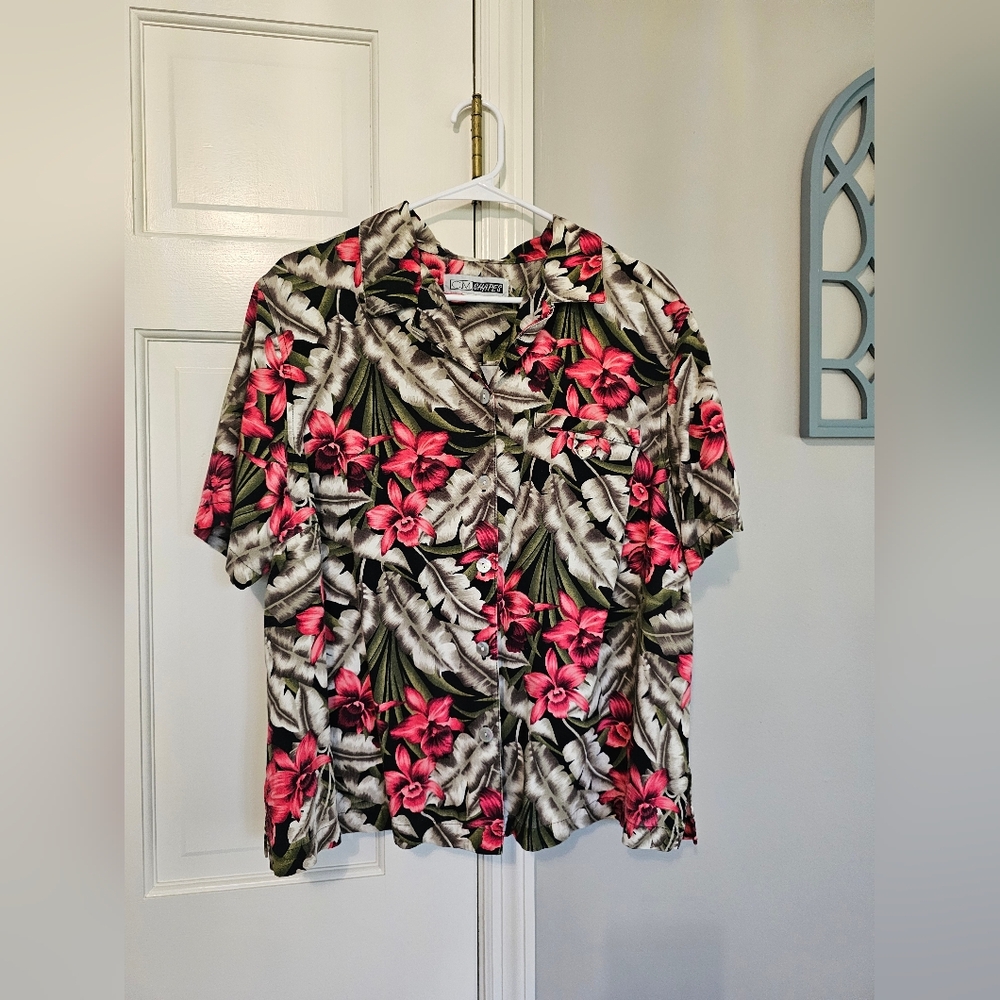 Hawaiian Casual Button Down Shirt - Pink Floral